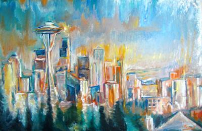 Paintings - Seattle Day - Oil Paints