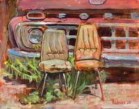 Seating For Two - Acrylic Paintings - By Chris Palmen, Impressionism Painting Artist