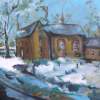 Chapel In Wintertime - Acrylics Paintings - By Wil Van Rijn, Expressionism Painting Artist