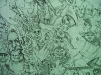 Close Up Of Faces Collage - Pencil Drawings - By Marlene Despres, Original Expression Drawing Artist