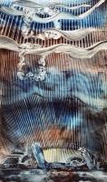 Ruins - Watercolor On Paper Paintings - By Hratch Israelian, Surrealism Painting Artist