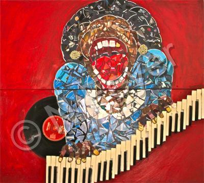 Musicology - Sarahs Jamming - Broken Cds Mosaic And Acrylic