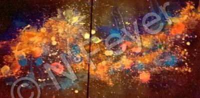 Abstracts - Astrology Fireworks - Acrylic With Metallic Wash Ove