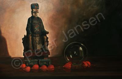 Still Life - Stillife From A Chines Tempel Statue - Oilpaint