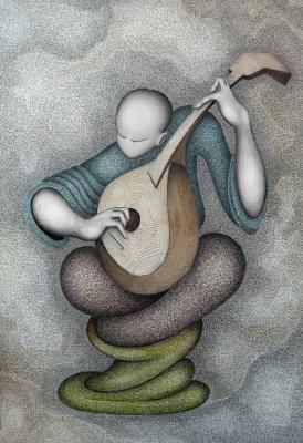 Music - Eastern Musician - Mixed Media