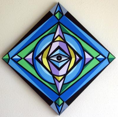 Abstract Geometric - Big Sister Is Watching You - Acrylic On Canvas