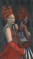 Encounter By Gondola - Oil Pastels Drawings - By Anita Dewitt, Portraiture Drawing Artist