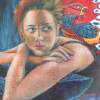 Together We Gazed - Oil Pastels Over Watercolors Mixed Media - By Anita Dewitt, Portraiture Mixed Media Artist