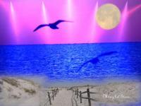 Sandy Walk Purple Sky - Digital Digital - By Miraychel Stone, Abstract Digital Artist
