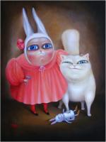 Together Forever - Acrylic On Canvas Paintings - By Irena Aizen, Surreal-Naive Symbolical Art Painting Artist