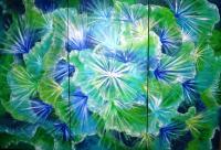 Coral In Blue  Green - Acrylic Paintings - By David Delaine Pruitt, Mine Painting Artist