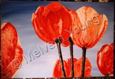 Aa - Red Tulips - Acrylics On Canvas