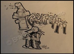 Black And White Illustration - Graffiti - Pen  Ink On Paper