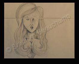 Black And White Illustration - She Paralyzed Me With Her Dazzling Gaze - Graphite