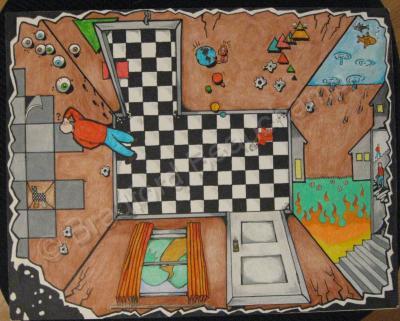 Drawings - Room With A View - Ink And Colored Pencil