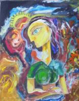 Ishitamy First Love - Acreylic On Canvas Paintings - By Debjay Misra, Figaretive Painting Artist