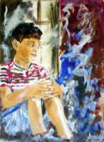 Childhood - Acreylic On Canvas Paintings - By Debjay Misra, Figaretive Painting Artist