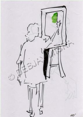 Add New Collection - Mf Husain - Acreylic On Paper