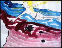 Death Of Ganga Putraindia - Acreylic On Can Paintings - By Debjay Misra, Figaretive Painting Artist