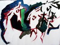 Horses - Add New Artwork Medium Paintings - By Debjay Misra, Figaretive Painting Artist