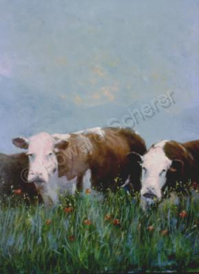 Animals - Two Cows - Oil