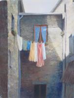 Laundry Day - Pastel Paintings - By Howard Scherer, Realistic Landscape Painting Artist