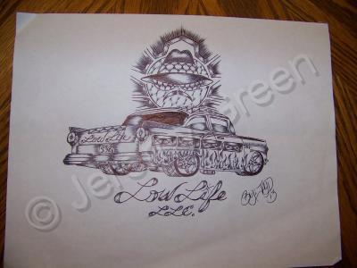 Hot Rod Collection - 57 Chevy Bel-Air Lowrider Art - Pencil  Paper