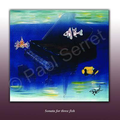 Surrealism - Sonata For Three Fish - Oil On Canvas