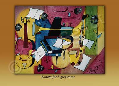 Musical - Sonata For Five Grey Roses - Oil On Paper