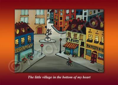 Naive - The Little Village In The Bottom Of My Heart - Oil On Canvas