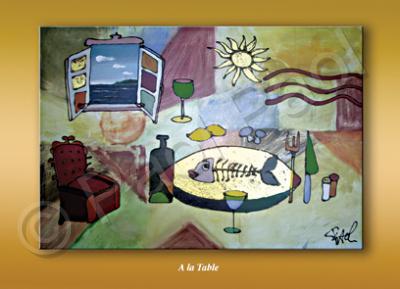 Comical Art - A La Table - Mixed Medium