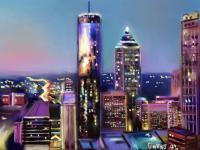 Evening In Atlanta - Corel Painter Digital - By Mark Givens, Digital Painting Digital Artist