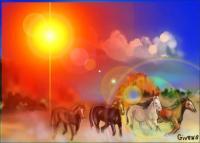 Running Horses - Corel Painter Digital - By Mark Givens, Digital Painting Digital Artist