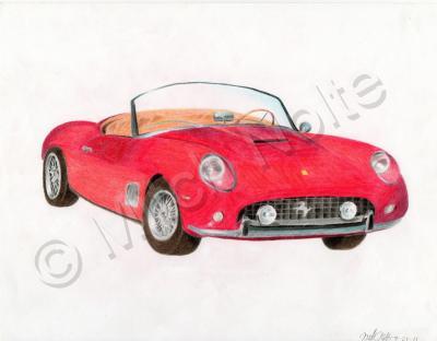 Drawings - 1961 Ferrari 250 Gt California - Colored Pencil