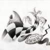 Checkered Paradox - Graphite Drawings - By Mitch Nolte, Surrealism Drawing Artist