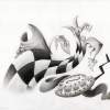 Checkered Paradox - Graphite Drawings - By Mitch Nolte, Surrealism Drawing Artist