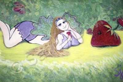 Fairies - Strawberry Fairy Tastes The Firstfruits - Acrylic