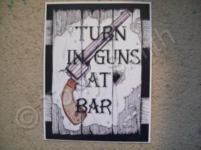 Naure Landscaperealistic - Turn In Guns At Bar - Mixed Media