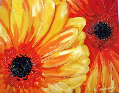 Flowers - Saturday Market Gerberas - Oil On Museum Quality Flat Pan