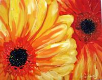 Flowers - Saturday Market Gerberas - Oil On Museum Quality Flat Pan