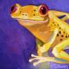 Purple Frog - Oil On Museum Quality Flat Pan Paintings - By Helen Gallaway, Painterly Painting Artist