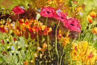 Wildflower Field - Oil On Canvas Paintings - By Helen Gallaway, Painterly Painting Artist