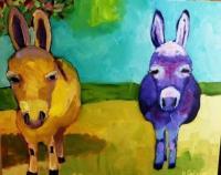 Dos Amigos - Oil On Museum Quality Flat Pan Paintings - By Helen Gallaway, Painterly Painting Artist