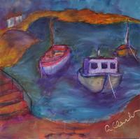Swaying In The Bay - Oil Paintings - By Anna Clark, Seascape Painting Artist