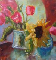 Flower Mix - Oil Paintings - By Anna Clark, Still Life Painting Artist