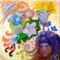 Flower Spirit - Acrylics Paintings - By Urska Art, Fantasy Painting Artist
