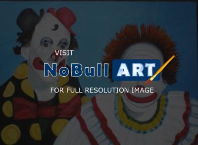 Clowns - 2 Clowms - Oil On Canvas