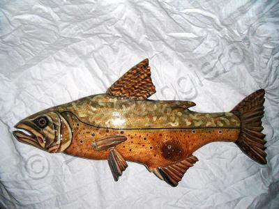 Living Waters - Wooden Brook Trout 2 - Wood Watercolors Varnish