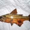 Wooden Brook Trout 2 - Wood Watercolors Varnish Woodwork - By Lisa Ruggiero, Realism Woodwork Artist