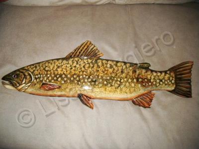 Living Waters - Wooden Pa Trout  1 - Wood Watercolors Varnish